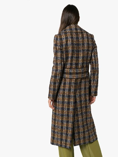 Shop Victoria Beckham Double-breasted Tweed Coat In Blue