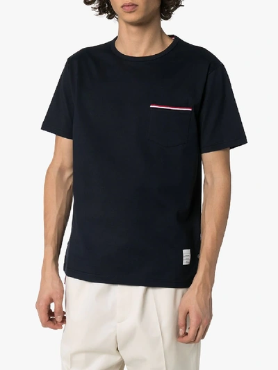 Shop Thom Browne Side Buttons T-shirt In Blue