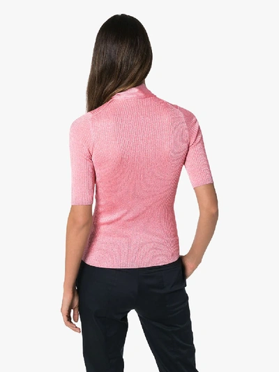 Shop Dolce & Gabbana Pussybow Rib Knit Sweater In Pink