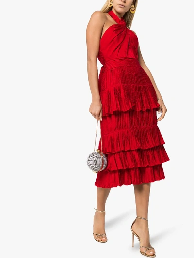Shop Johanna Ortiz Eccentric Vibes Jacquard Midi Dress In Red