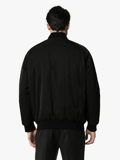 Shop Fendi Reflective Monogram Logo Bomber Jacket In Black