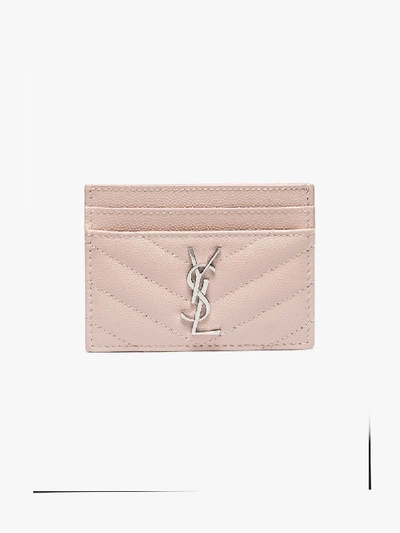 Shop Saint Laurent Pink Monogram Leather Card Holder In 111 - Pink:6951
