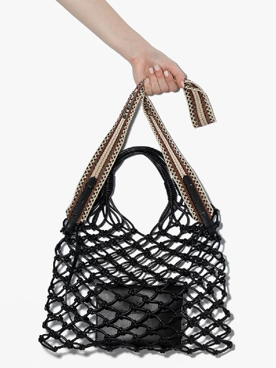 Shop Stella Mccartney Black Knotted Faux Leather Tote Bag