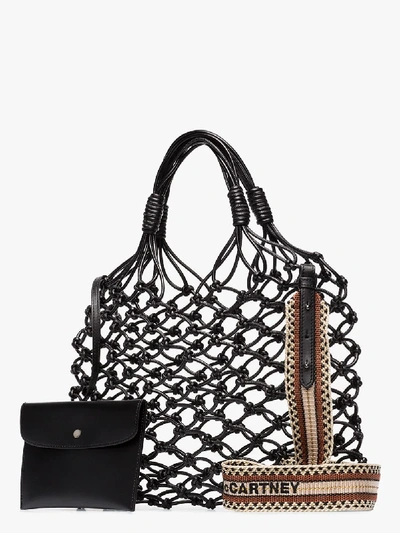 Shop Stella Mccartney Black Knotted Faux Leather Tote Bag