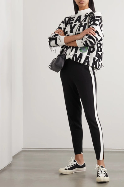 Shop Stella Mccartney Striped Knitted Track Pants In Black