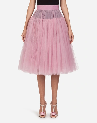 Shop Dolce & Gabbana Tulle Midi Skirt In Pink