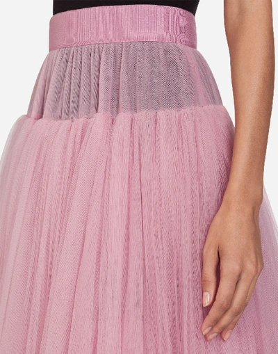 Shop Dolce & Gabbana Tulle Midi Skirt In Pink