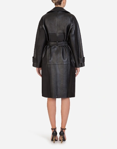 Shop Dolce & Gabbana Double-breasted Leather Belted Coat