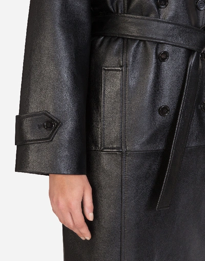 Shop Dolce & Gabbana Double-breasted Leather Belted Coat