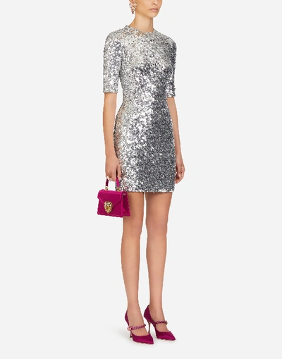 Shop Dolce & Gabbana Short Sequined Dress