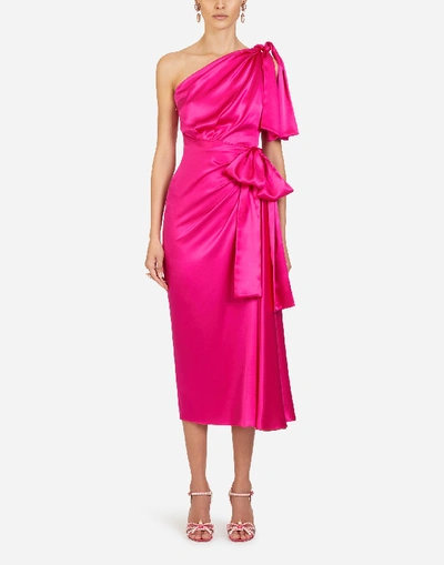 Shop Dolce & Gabbana Silk Satin Longuette Dress In Pink
