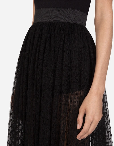 Shop Dolce & Gabbana Point D'esprit Tulle Midi Skirt