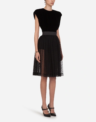 Shop Dolce & Gabbana Point D'esprit Tulle Midi Skirt