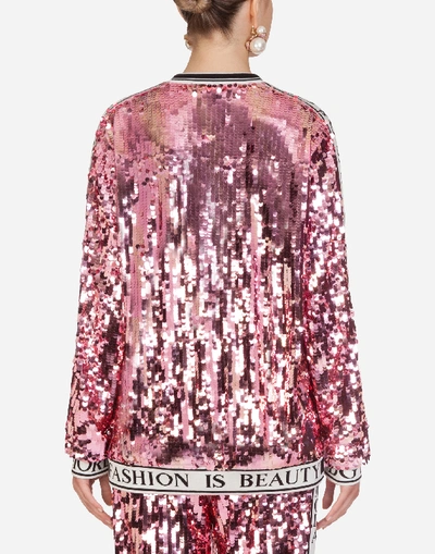 Shop Dolce & Gabbana Sequined Sweatshirt In Pink