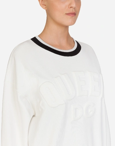 Shop Dolce & Gabbana Millennials Star Jersey Crew Neck Sweatshirt In White