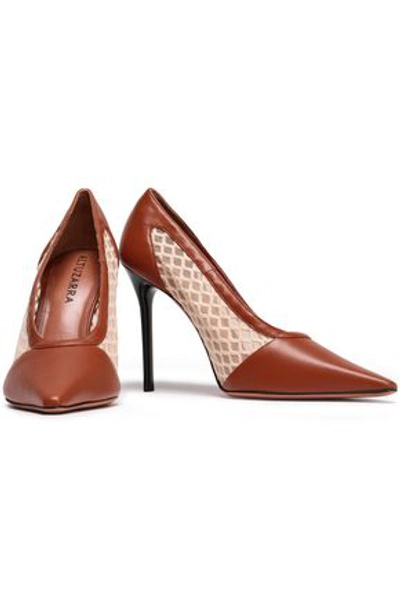 Shop Altuzarra Peppino Mesh And Leather Pumps In Light Brown