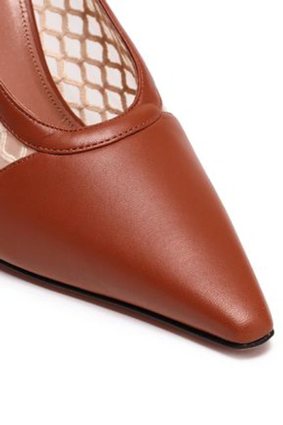 Shop Altuzarra Peppino Mesh And Leather Pumps In Light Brown