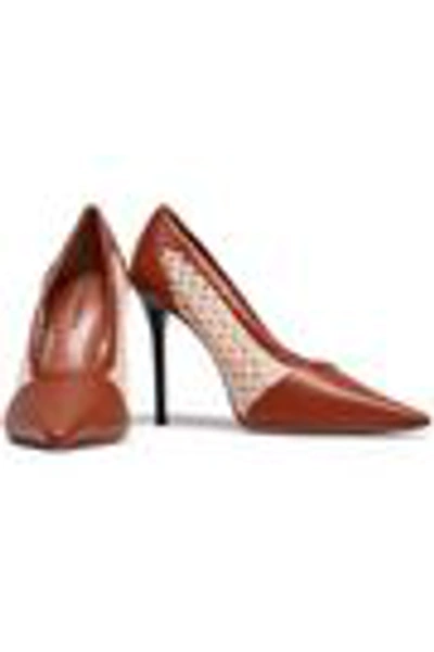 Shop Altuzarra Peppino Mesh And Leather Pumps In Light Brown