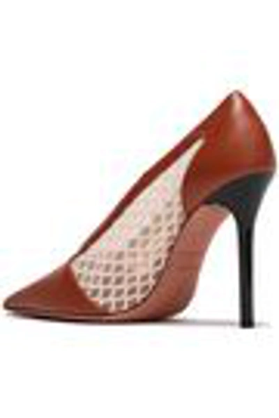 Shop Altuzarra Peppino Mesh And Leather Pumps In Light Brown