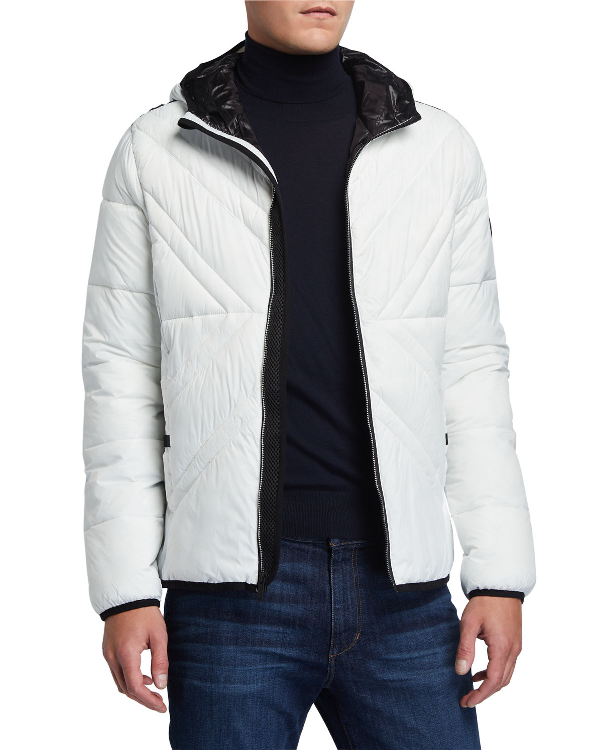 Karl Lagerfeld Men's X-quilted Puffer Hoodie Jacket In White | ModeSens