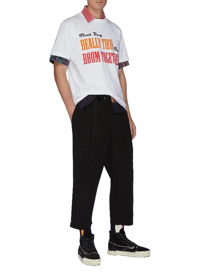 Shop Sacai Belted Velvet Patch Crop Pants In Black