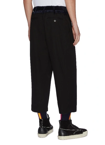 Shop Sacai Belted Velvet Patch Crop Pants In Black