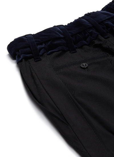 Shop Sacai Belted Velvet Patch Crop Pants In Black