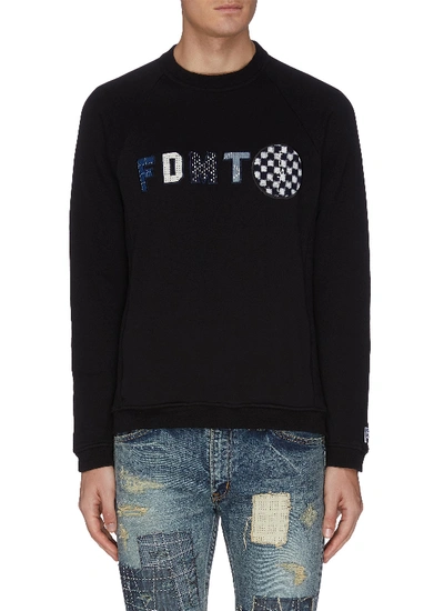 Shop Fdmtl Sashiko Print Kasuri Circle Sweatshirt In Black