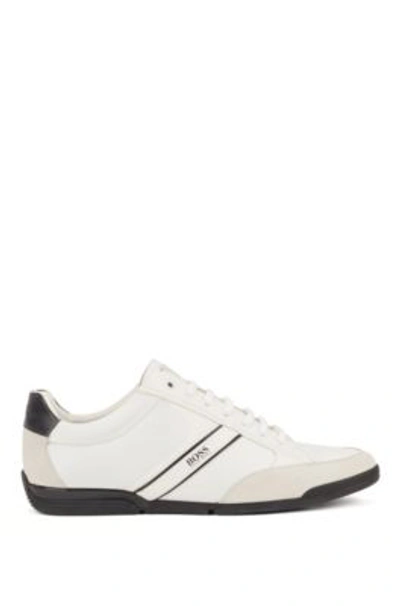 Shop Hugo Boss - Lace Up Hybrid Sneakers With Moisture Wicking Lining - Natural