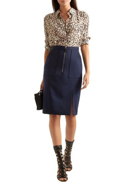Shop Altuzarra Pollard Wool-blend Pencil Skirt In Navy