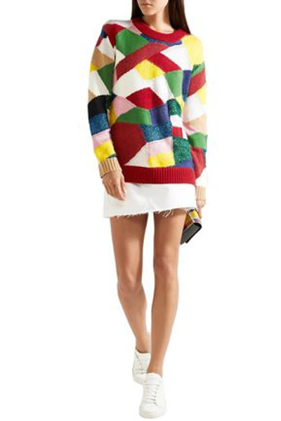 Shop Burberry Color-block Knitted Sweater In Multicolor