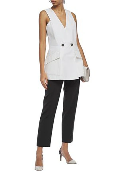 Shop Givenchy Double-breasted Cotton-ottoman Vest In White