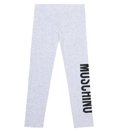 Shop Moschino Stretch-cotton Leggings In Grey