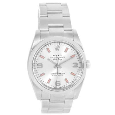 Shop Rolex Air King Silver Dial Pink Baton Markers Unisex Watch 114200