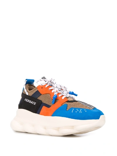 Shop Versace Leather Sneakers In Multicolor
