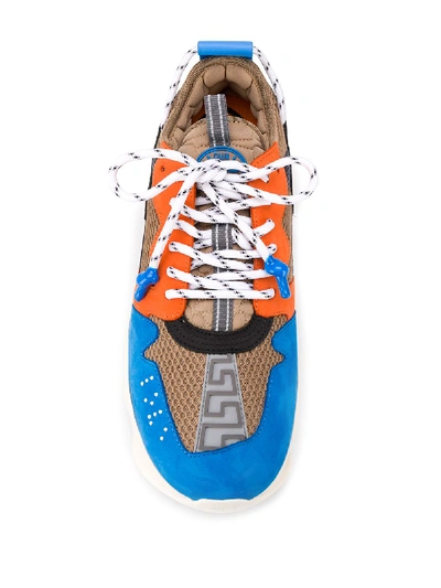 Shop Versace Leather Sneakers In Multicolor