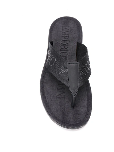 Shop Emporio Armani Logo Swim Sliders In Black