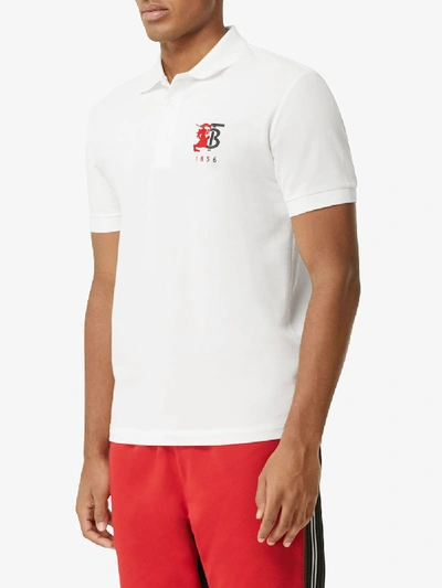 Shop Burberry Cotton Polo Shirt In White