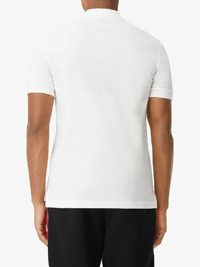 Shop Burberry Cotton Polo Shirt In White