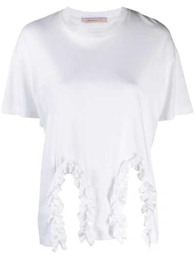 Shop Christopher Kane Ruffle Trim T-shirt In White