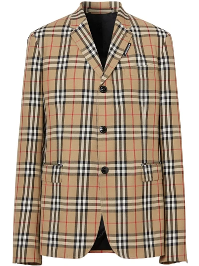 Shop Burberry Vintage Check Tailored Blazer In Neutrals