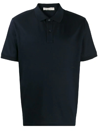 Shop Bottega Veneta Ribbed Collar Polo Shirt In Blue