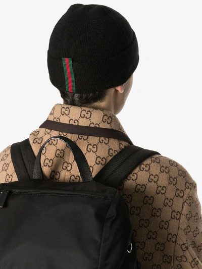 Shop Gucci Beanie Mit Streifen In Black