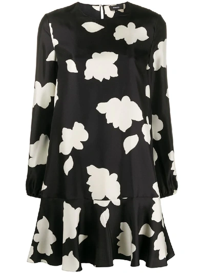 Shop Theory Petal Print Flared Dress In Black