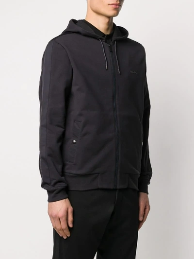 Shop Z Zegna Zip-front Hoodie In Blue