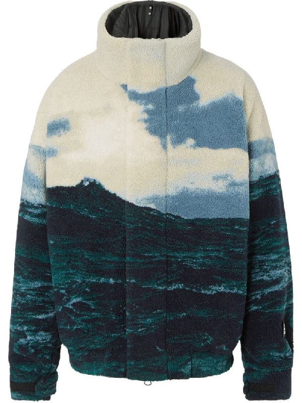 Burberry Sea Print Fleece Jacket With Detachable Warmer In Multicolour |  ModeSens