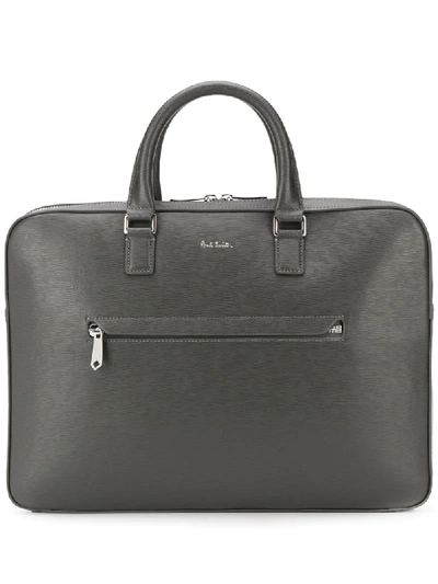 Shop Paul Smith Zip-around Logo Laptop Bag In Grey