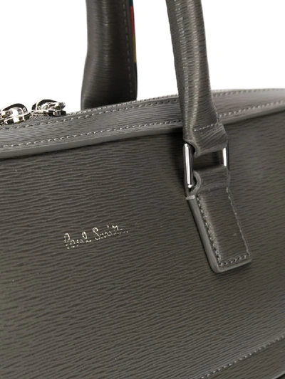 Shop Paul Smith Zip-around Logo Laptop Bag In Grey