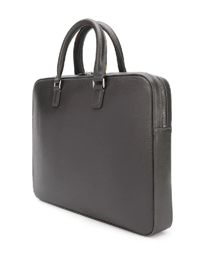 Shop Paul Smith Zip-around Logo Laptop Bag In Grey