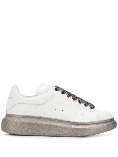 Shop Alexander Mcqueen Oversized Glitter Detail Low-top Sneakers In White